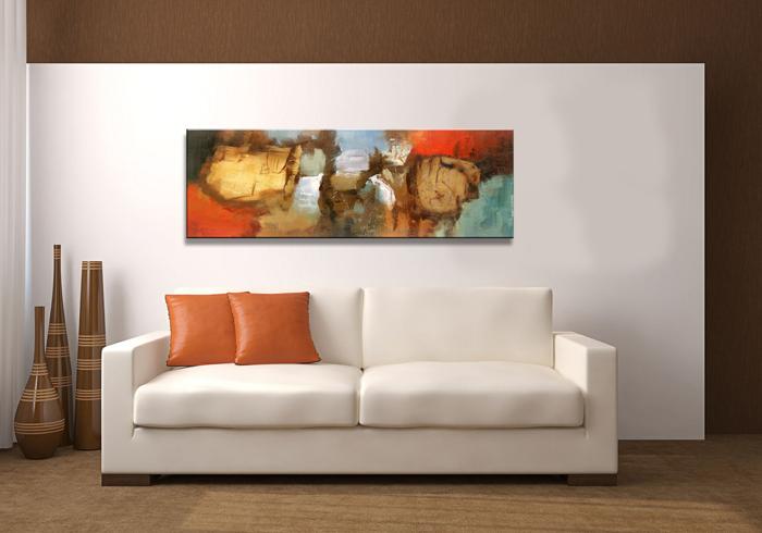 Abstraktes Leinwandbild 120x40 cm - fertig gerahmt und einsatzbereit – Ansicht 2