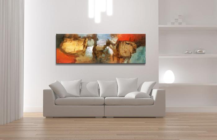 Abstraktes Leinwandbild 120x40 cm - fertig gerahmt und einsatzbereit – Ansicht 3