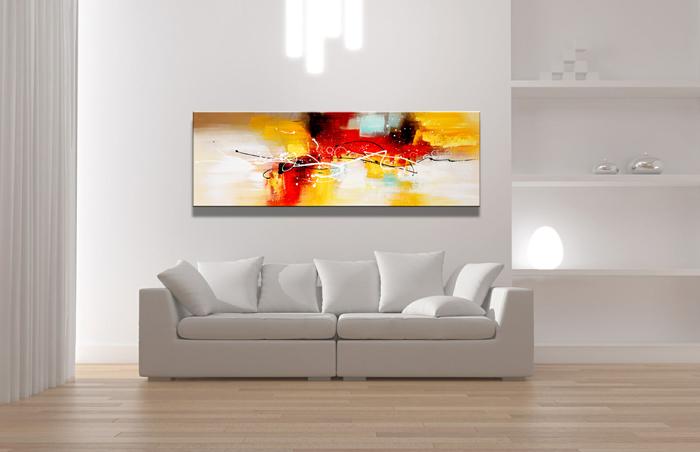 Abstraktes Leinwandbild 120x40cm - Modernes Wandbild mit Holzrahmen – Ansicht 2