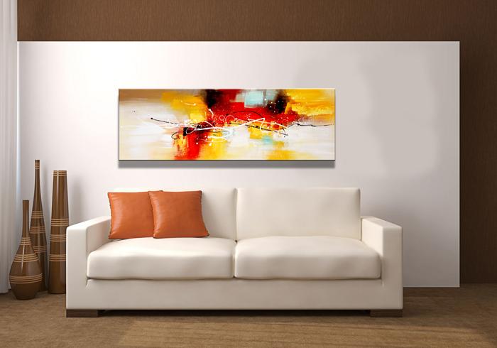 Abstraktes Leinwandbild 120x40cm - Modernes Wandbild mit Holzrahmen – Ansicht 3