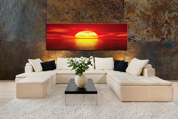 Leinwandbild Sonne 120x40 cm - Sonnenuntergang über dem Meer – Ansicht 2