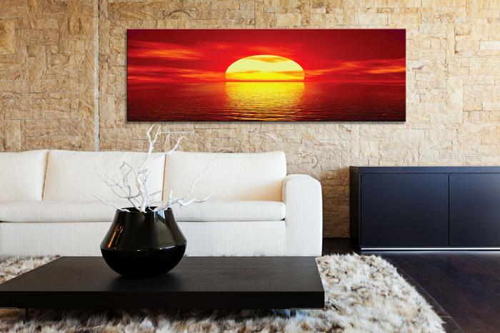 Leinwandbild Sonne 120x40 cm - Sonnenuntergang über dem Meer – Ansicht 3