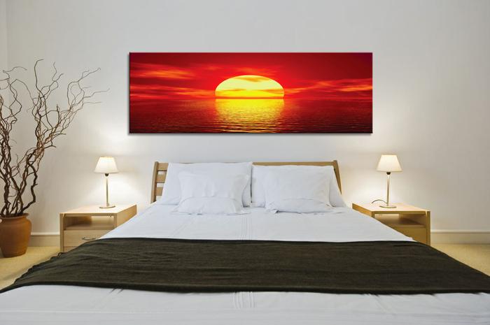Leinwandbild Sonne 120x40 cm - Sonnenuntergang über dem Meer – Ansicht 4