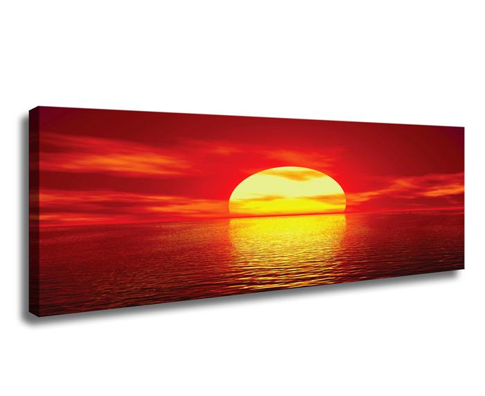 Leinwandbild Sonne 120x40 cm - Sonnenuntergang über dem Meer – Ansicht 5