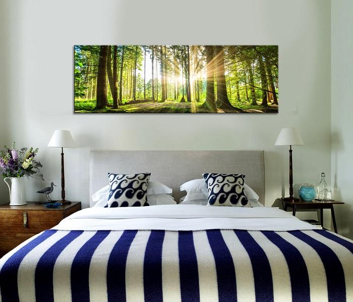Leinwandbild Grüner Wald im Gegenlicht 120x40 cm – Ansicht 3