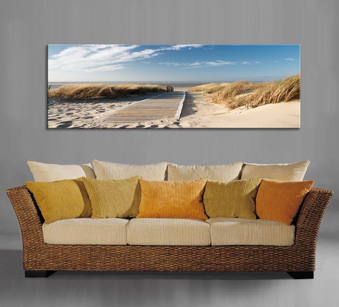 Leinwandbild Nordsee Düne – 120x40 cm Wandbild mit Rahmen – Ansicht 3