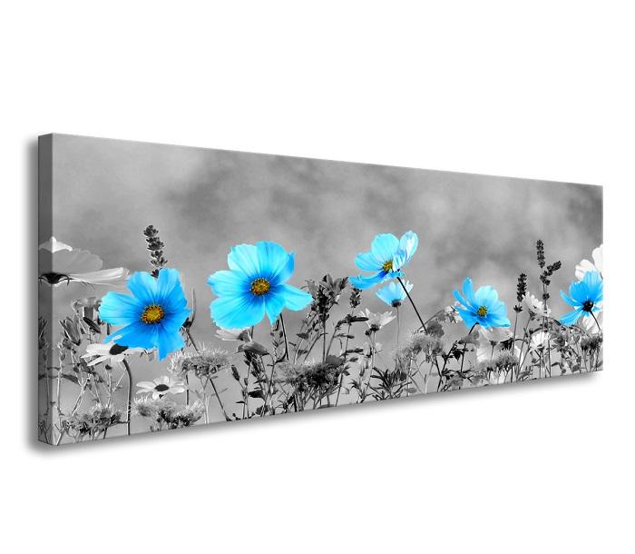 Leinwand Bild fert gerahmt blaue Blumen 120x40 cm  5733 – Ansicht 4