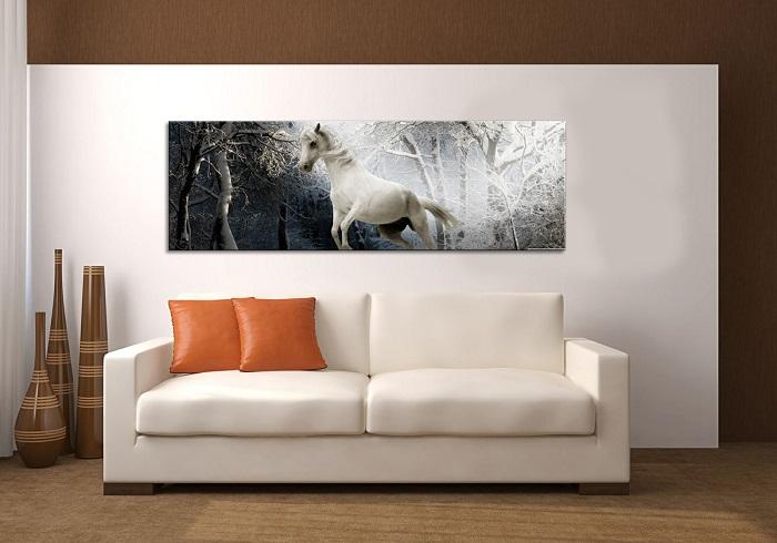 Leinwandbild Pferd 120x40 cm - Wandbild mit Echtholzrahmen – Ansicht 2