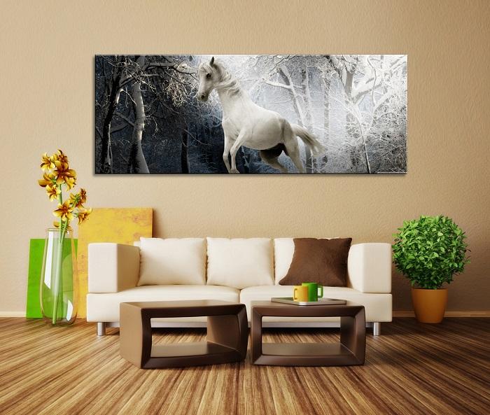 Leinwandbild Pferd 120x40 cm - Wandbild mit Echtholzrahmen – Ansicht 3