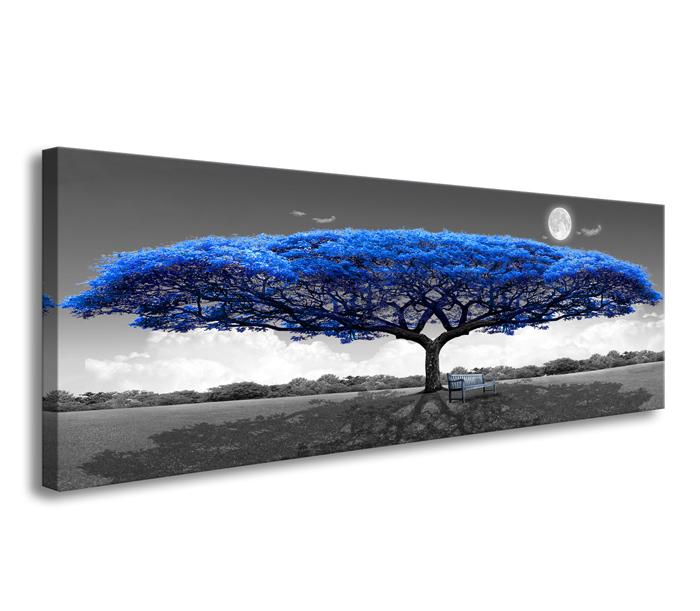 Leinwandbild blauer Baum – modernes Wandbild 120x40 cm – Ansicht 4