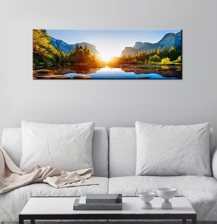 Leinwandbild Sonniger See – 120x40 cm fertig gerahmt – Ansicht 3