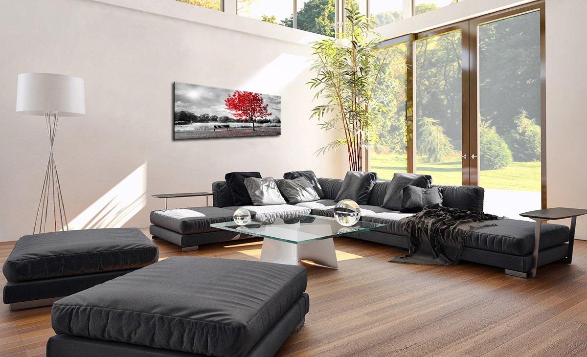 Leinwandbild roter Baum - 120x40 cm Wandbild mit Rahmen – Ansicht 2