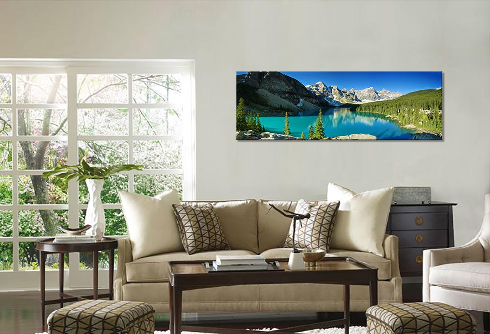 Leinwandbild Berglandschaft - 120x40 cm fertig gerahmt – Ansicht 2