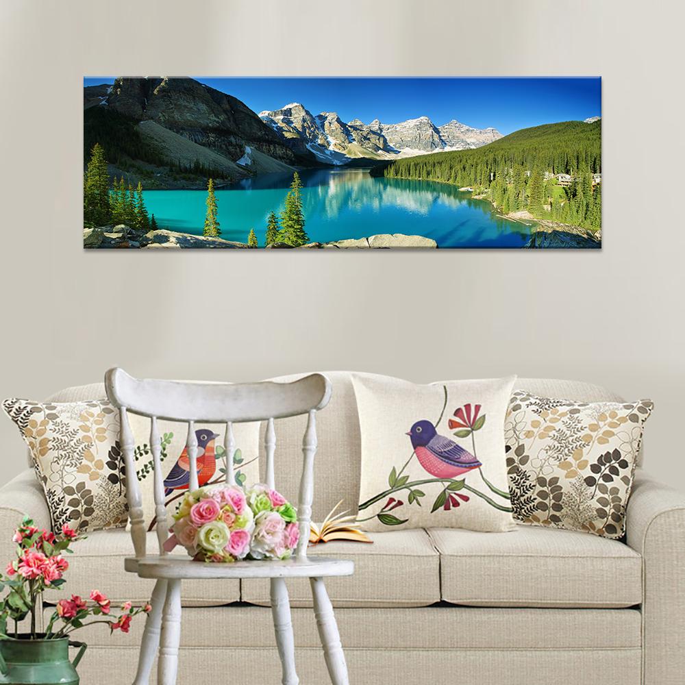 Leinwandbild Berglandschaft - 120x40 cm fertig gerahmt – Ansicht 4