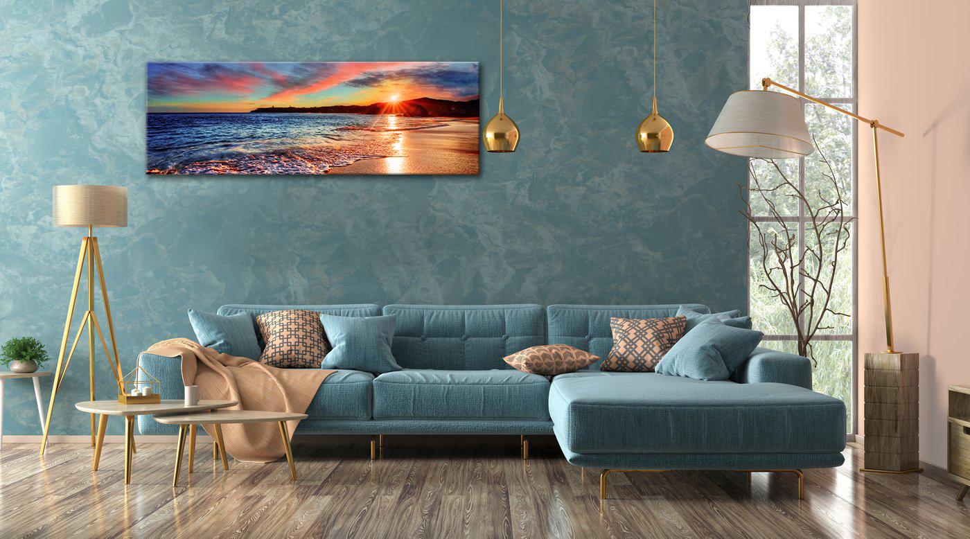 Leinwand Bild fert gerahmt 120x40 cm Sonnenuntergang am Meer 5757 – Ansicht 2