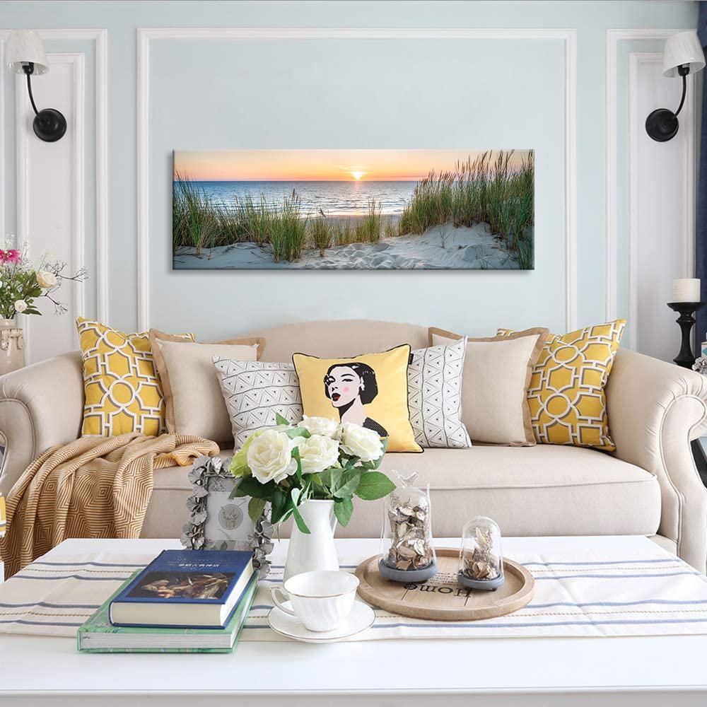 Leinwandbild Meer Dünen Sonnenuntergang 120x40 cm fertig gerahmt – Ansicht 2