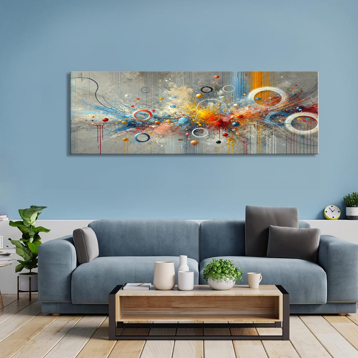 Abstraktes Leinwandbild in bunten Farben – 120x40 cm Wanddekoration – Ansicht 3