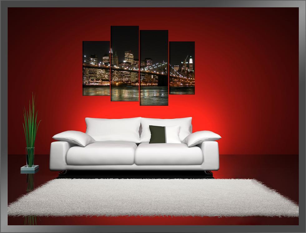 New York Skyline Leinwandbild XXL - Fertig gerahmt 130cm – Ansicht 2