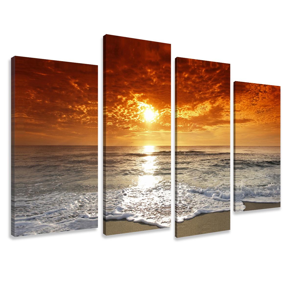 Leinwand Bild fert gerahmt Strand 130cm XXL 4 6038 – Leinwandbild 130x80 cm 4-teilig kaufen