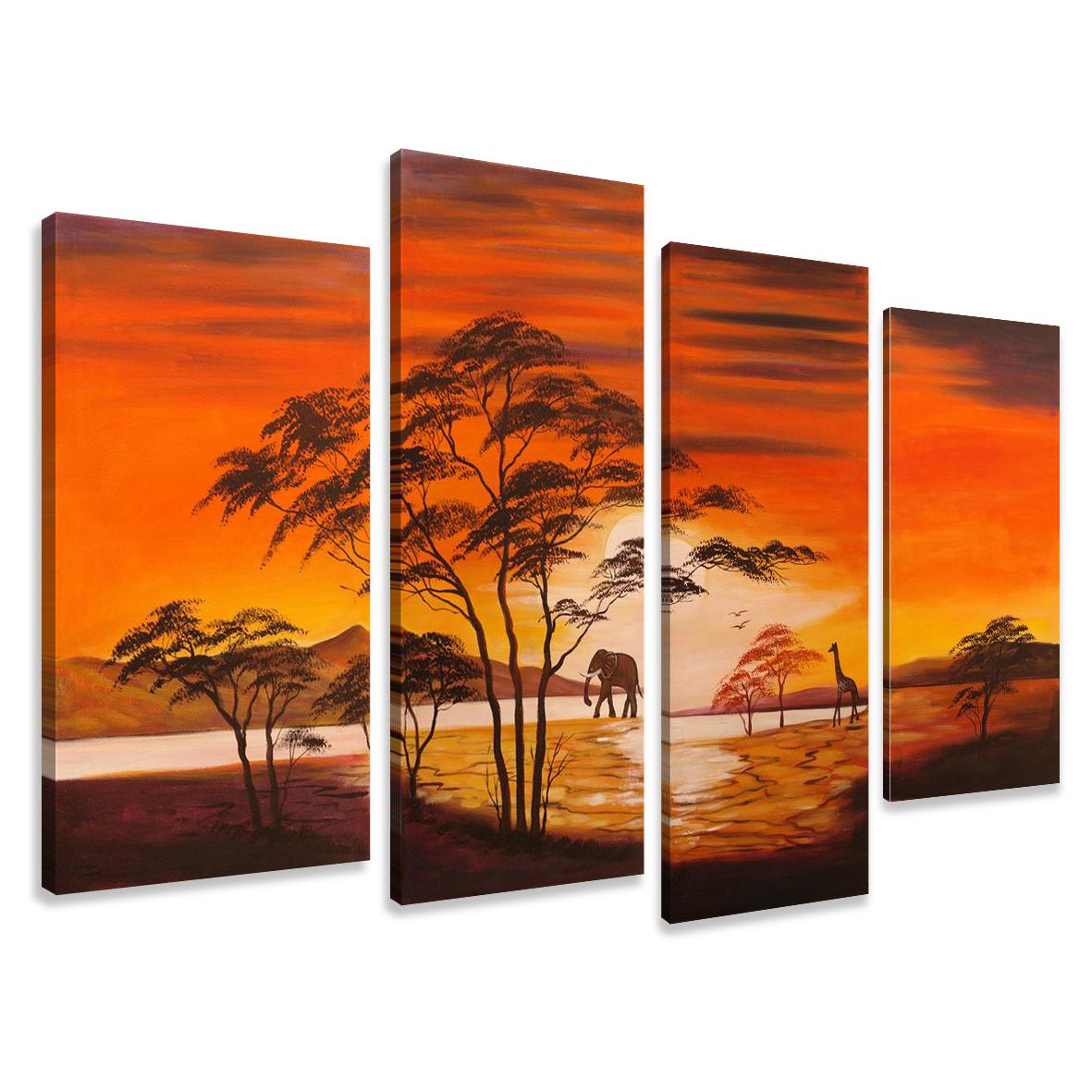 Leinwand Bild fert gerahmt Afrika 130cm XXL 4 6138 !!Auslaufmodell!! – Leinwandbild 130x80 cm 4-teilig kaufen