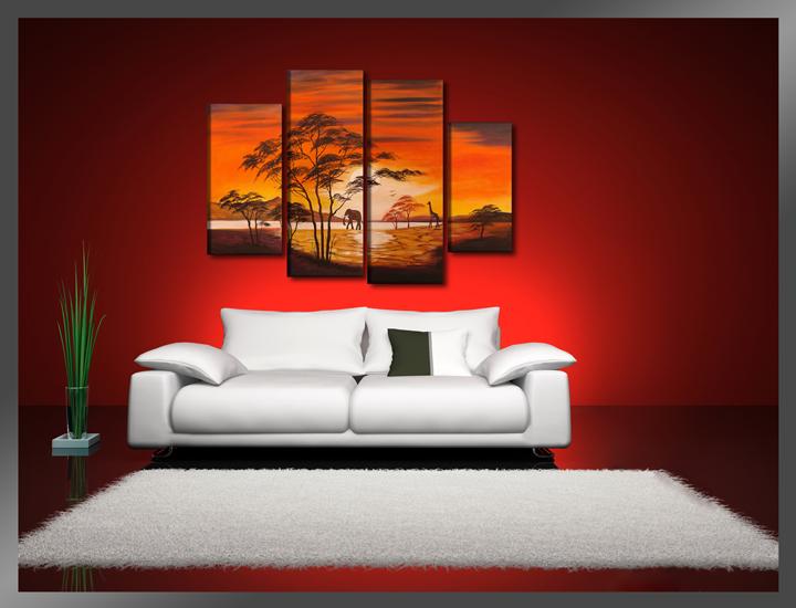 Afrika Leinwandbild XXL 130cm - 4er Set fertig gerahmt – Ansicht 2