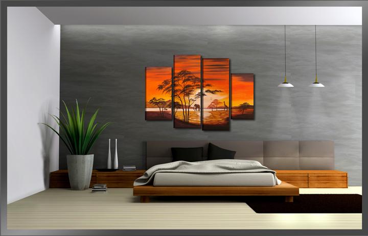 Afrika Leinwandbild XXL 130cm - 4er Set fertig gerahmt – Ansicht 3