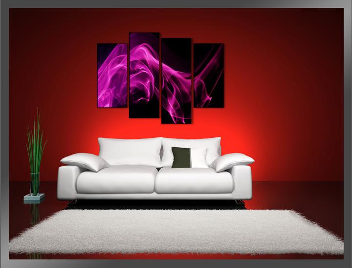 Modernes Leinwandbild Pink Lila abstrakt – 130cm XXL fertig gerahmt – Ansicht 2