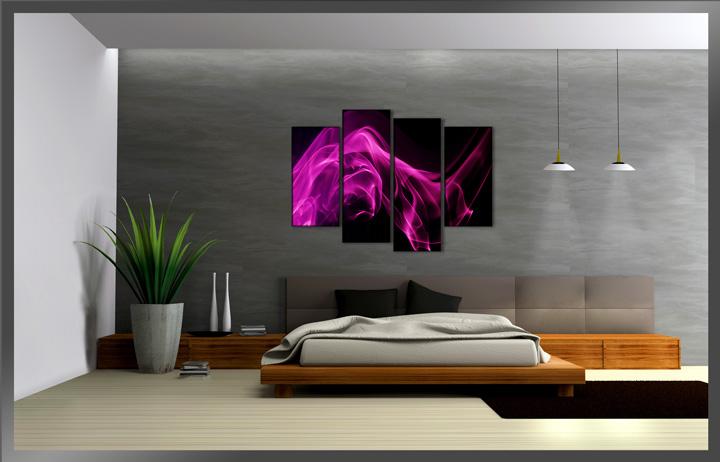 Modernes Leinwandbild Pink Lila abstrakt – 130cm XXL fertig gerahmt – Ansicht 3