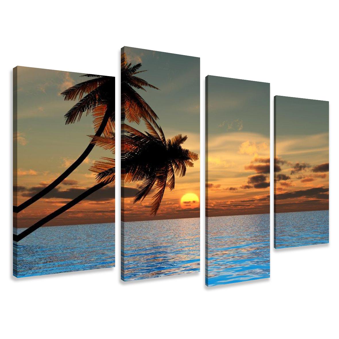 Leinwand Bild fert gerahmt Palmen 130cm XXL 4 6144 !!Auslaufmodell !! – Leinwandbild 130x80 cm 4-teilig kaufen