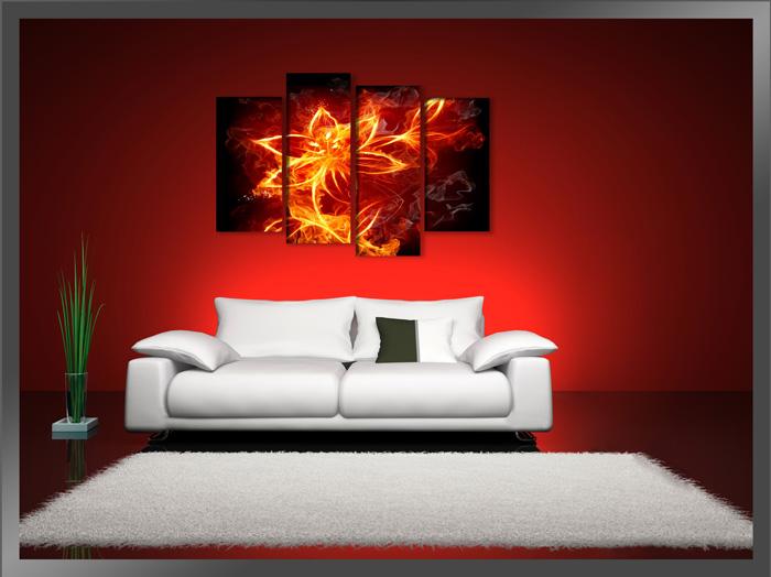 Leinwandbild Feuer 130cm - Modernes XXL Wandbild fertig gerahmt – Ansicht 2