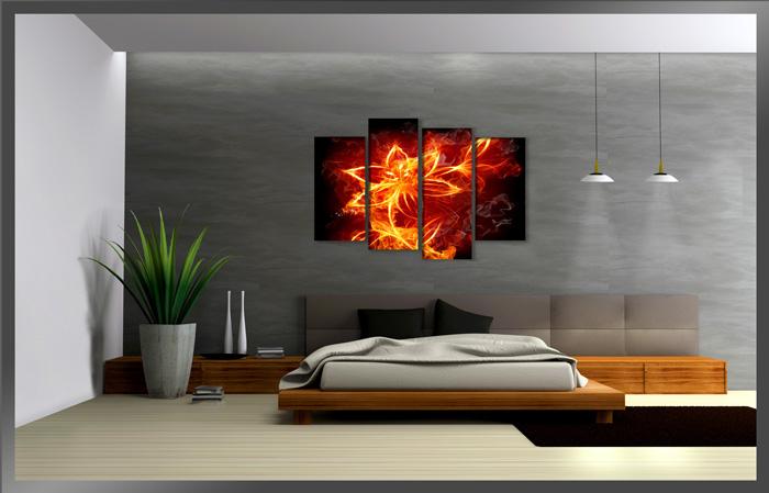 Leinwandbild Feuer 130cm - Modernes XXL Wandbild fertig gerahmt – Ansicht 3