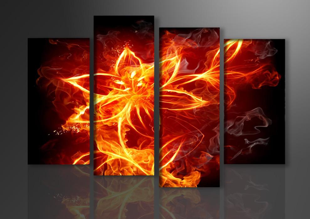 Leinwandbild Feuer 130cm - Modernes XXL Wandbild fertig gerahmt – Ansicht 4