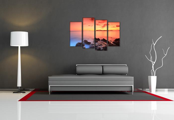 Leinwandbild Steine mit Sonnenuntergang – 130cm XXL fertig gerahmt – Ansicht 2