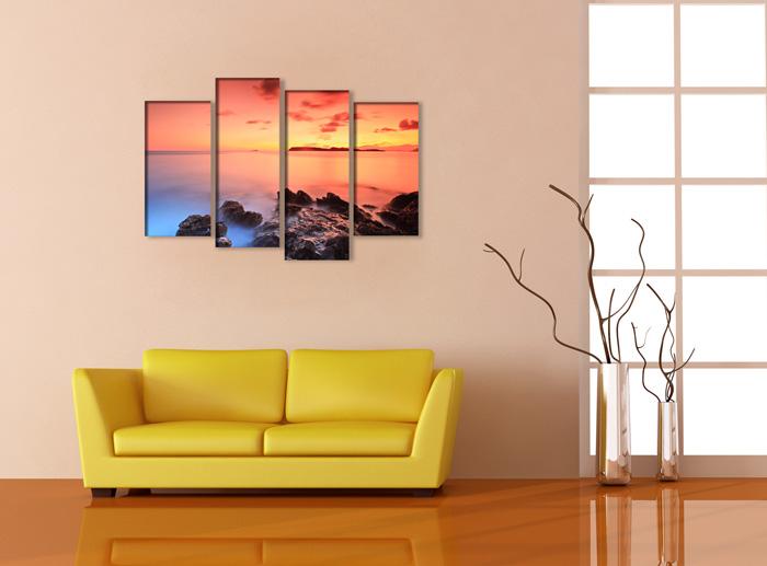 Leinwandbild Steine mit Sonnenuntergang – 130cm XXL fertig gerahmt – Ansicht 3