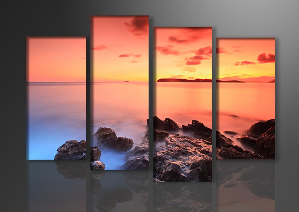 Leinwandbild Steine mit Sonnenuntergang – 130cm XXL fertig gerahmt – Ansicht 4