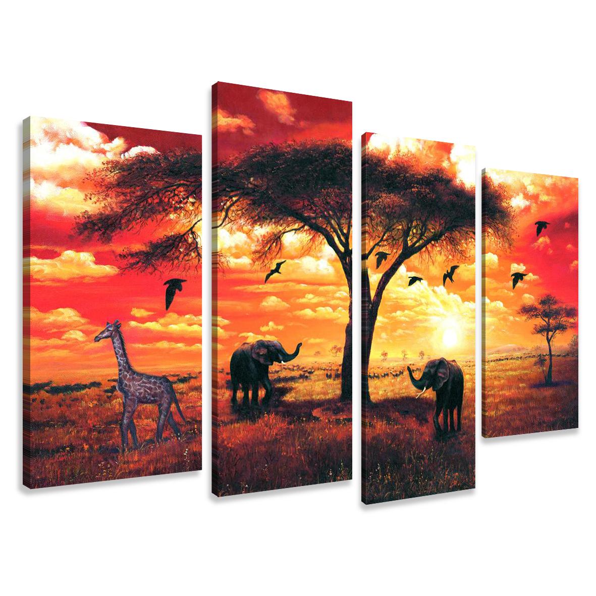 Leinwand Bild fert gerahmt Afrika 130cm XXL 4 6165 !!Auslaufmodell !! – Leinwandbild 130x80 cm 4-teilig kaufen