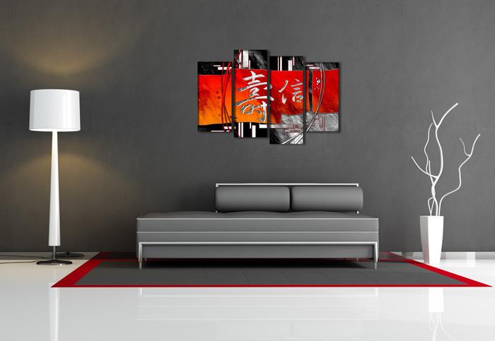 Modernes Leinwandbild in Rot und Orange - XXL Wandbild 130cm – Ansicht 2