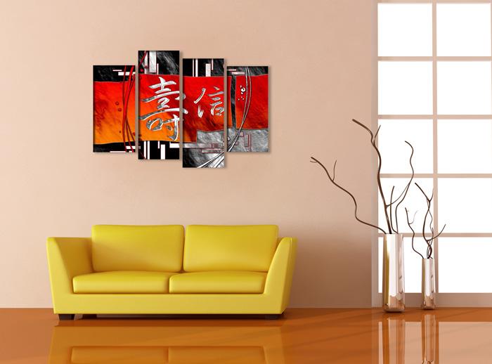 Modernes Leinwandbild in Rot und Orange - XXL Wandbild 130cm – Ansicht 3