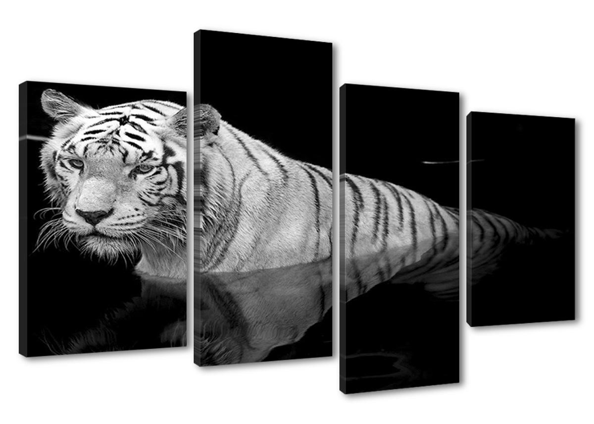 Leinwand Bild fert gerahmt tiger 130cm XXL 4 6176 !!Auslaufmodell" – Leinwandbild 130x80 cm 4-teilig kaufen