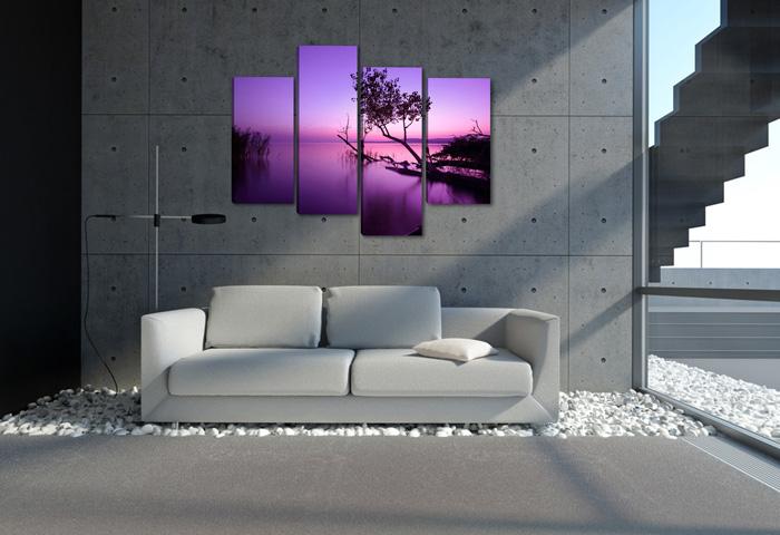 Leinwandbild Landschaft Sonnenuntergang - 130cm XXL fertig gerahmt – Ansicht 3
