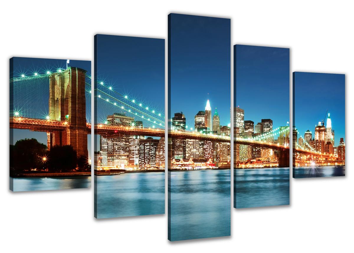 Leinwand Bild fert gerahmt New York 200cm XXL 5 6301 – Leinwandbild 200x100 cm 5-teilig kaufen