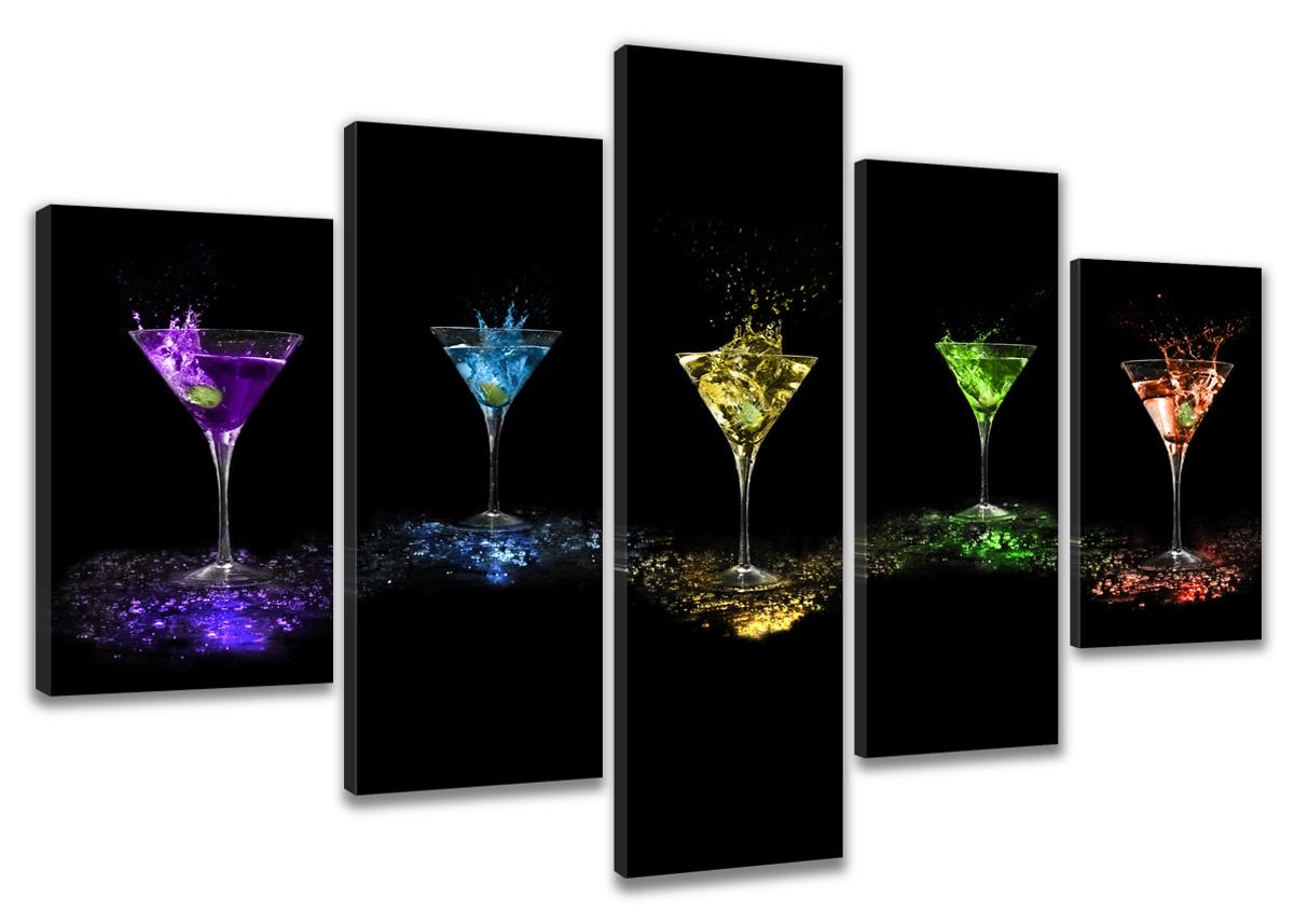 Leinwand Bild fert gerahmt Gläser 200cm XXL 5 6303 – Leinwandbild 200x100 cm 5-teilig kaufen