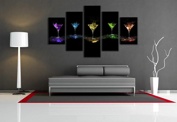 Leinwandbild Gläser – 5-teiliges XXL Wandbild 200cm – Ansicht 2