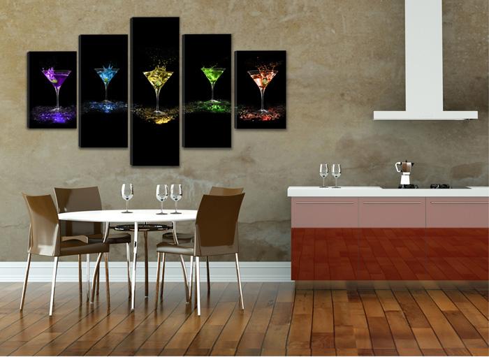 Leinwandbild Gläser – 5-teiliges XXL Wandbild 200cm – Ansicht 3