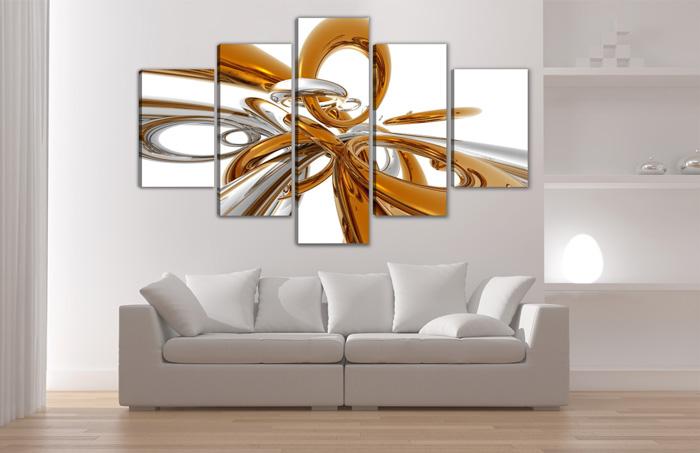 Abstraktes Leinwandbild Gold XXL - 200cm fertig gerahmt – Ansicht 3