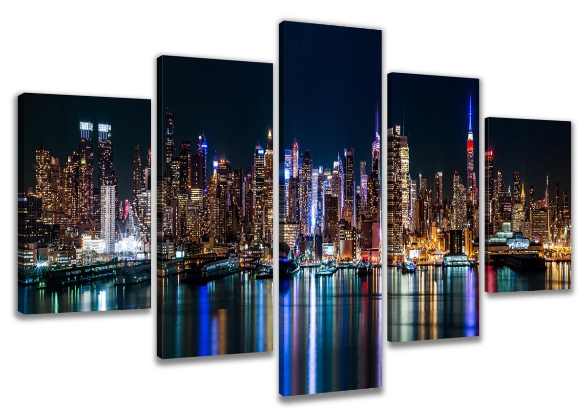 Leinwand Bild fert gerahmt New York 200cm XXL 5 6309 – Leinwandbild 200x100 cm 5-teilig kaufen