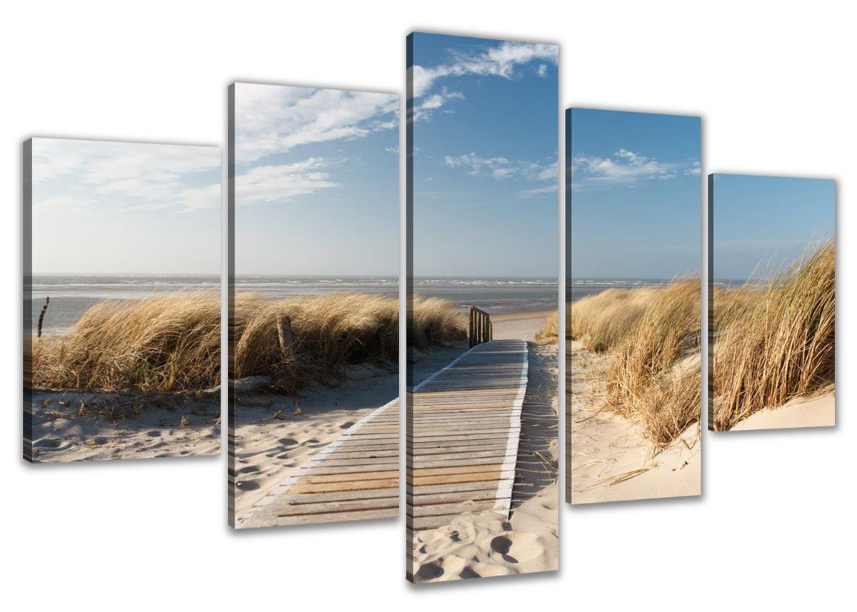 Leinwand Bild fert gerahmt Strand 200cm XXL 5 6310 – Leinwandbild 200x100 cm 5-teilig kaufen