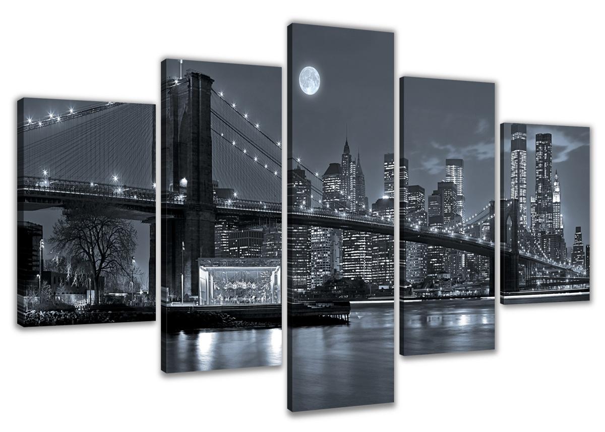 Leinwand Bild fert gerahmt New York 200cm XXL 5 6314 – Leinwandbild 200x100 cm 5-teilig kaufen