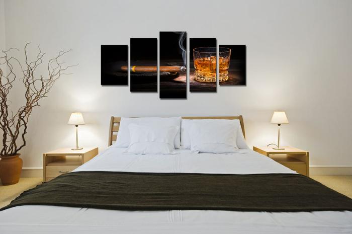 Leinwandbild Zigarre und Whiskey – XXL Wandbild fertig gerahmt – Ansicht 3
