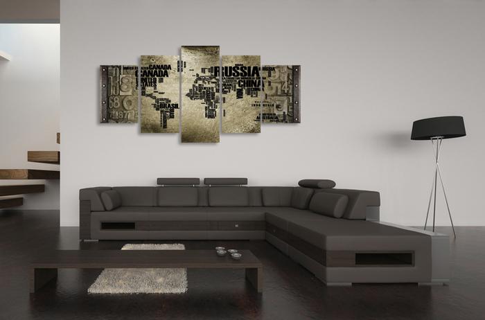 Leinwandbild Weltkarte 200cm XXL fertig gerahmt – Ansicht 2